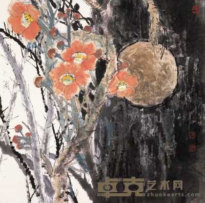 王明明 1983年作 花卉 立轴 68×68cm